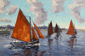 Ivan Sutton, Galway Hookers, Carraroe, Galway at Morgan O'Driscoll Art Auctions