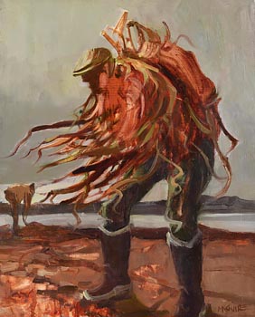 Cecil Maguire, Gathering Seaweed, Low Tide, Connemara at Morgan O'Driscoll Art Auctions