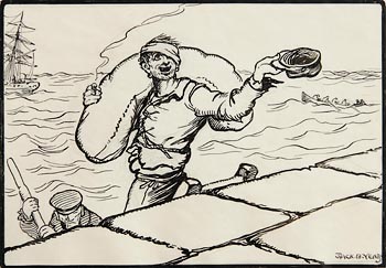 Jack Butler Yeats, Illustration to 'The Rio Grande: Capstan Chanty' at Morgan O'Driscoll Art Auctions