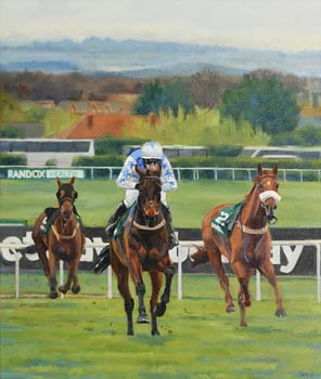 Sara Hodson, Leading the Loose Ones, Aintree (2020) at Morgan O'Driscoll Art Auctions