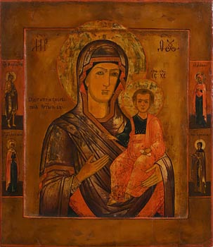19th Century Russian Icon, Mother of God and the Four Saints at Morgan O'Driscoll Art Auctions