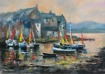 Niall Campion, Moored Boats, Kinsale, Co. Cork (2021) at Morgan O'Driscoll Art Auctions