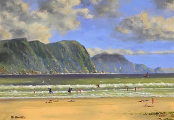 David Anthony Overend, Surfers Under Minaun Cliff, Achill at Morgan O'Driscoll Art Auctions