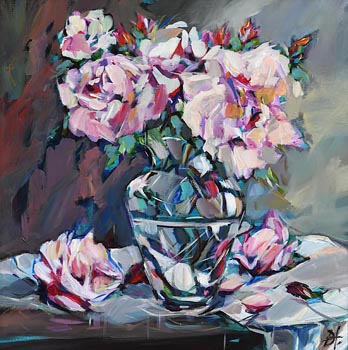 Douglas Hutton, Still Life with Pink Roses (2022) at Morgan O'Driscoll Art Auctions
