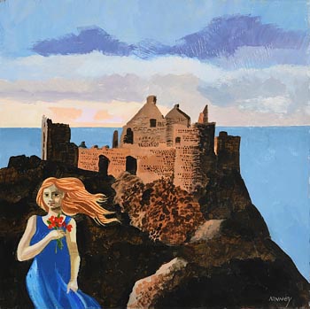 Desmond Kinney, Girl with Red Hair, Dunluce Castle at Morgan O'Driscoll Art Auctions