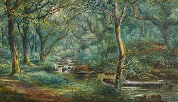 Albert Hartland, Stream Running Through a Forest (1867) at Morgan O'Driscoll Art Auctions