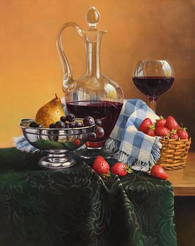 Paul Morgan, Still Life - Fine Vintage with Fruit at Morgan O'Driscoll Art Auctions
