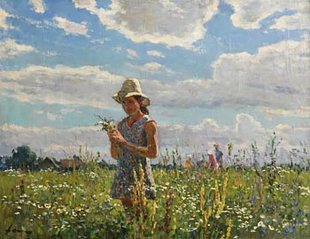 Peter Andreer, Picking Flowers (1972) at Morgan O'Driscoll Art Auctions