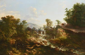 Jeremiah Hodges Mulcahy, Wooded River Landscape near Kerry (1865) at Morgan O'Driscoll Art Auctions