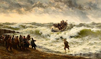Thomas Rose Miles, Return of the Lifeboat (1888) at Morgan O'Driscoll Art Auctions