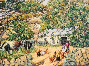 James S. Brohan, Feeding the Hens at Morgan O'Driscoll Art Auctions
