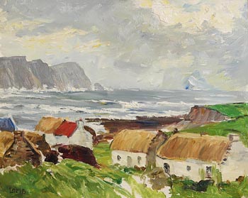 Charles Vincent Lamb, Cottages by the Shore, Connemara at Morgan O'Driscoll Art Auctions