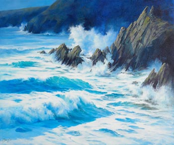 Annemarie Bourke, Wild Ocean, Slea Head at Morgan O'Driscoll Art Auctions