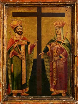 18th Century Greek Icon, Saints Constantine and Helena at Morgan O'Driscoll Art Auctions