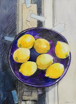 Richard J. Croft, Still Life with Lemons on a Purple Plate at Morgan O'Driscoll Art Auctions