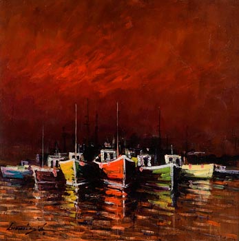 William Cunningham, Trawlers at Dawn, Letterfrack II at Morgan O'Driscoll Art Auctions