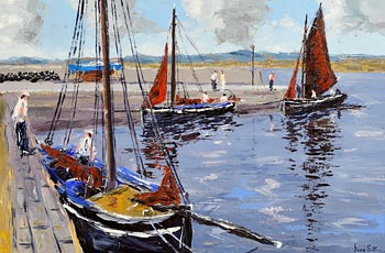 Ivan Sutton, Galway Hookers, Kinvara Harbour, Co. Galway at Morgan O'Driscoll Art Auctions