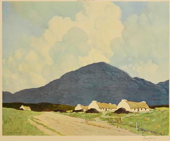 Paul Henry, Cottages and Peat Stacks, Connemara at Morgan O'Driscoll Art Auctions