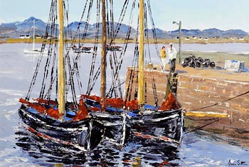 Ivan Sutton, Galway Hookers, Roundstone Harbour, Co. Galway at Morgan O'Driscoll Art Auctions