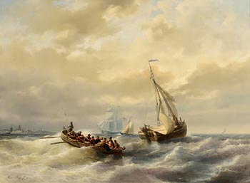 Hendrik Adolf Schaep, Returning to Port (1859) at Morgan O'Driscoll Art Auctions