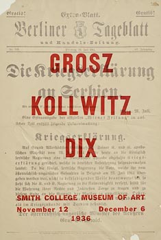 Grosz Kollwitz, Original 1936 poster for exhibition of anti-war prints by German artists at Morgan O'Driscoll Art Auctions