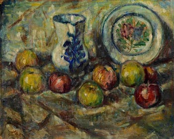 Daniel Quardiola, Still Life - Fruit and Ceramics (1914) at Morgan O'Driscoll Art Auctions