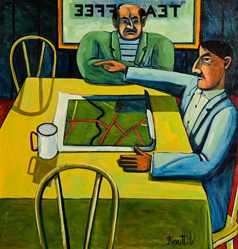 Graham Knuttel, Meeting at the Cafe at Morgan O'Driscoll Art Auctions