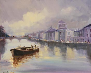 Norman J. McCaig, Barges on the Liffey at Morgan O'Driscoll Art Auctions