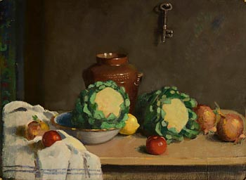 James Sinton Sleator, Still Life - Fruit and Vegetables on a Table at Morgan O'Driscoll Art Auctions