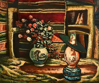 Daniel O'Neill, Still Life - Flowers and Lamp at Morgan O'Driscoll Art Auctions