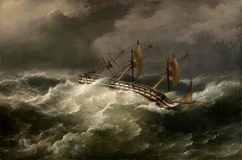 Rear Admiral Richard Brydges Beechey, Three Master in Rough Seas (1862) at Morgan O'Driscoll Art Auctions