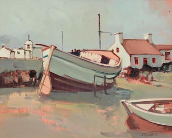 Cecil Maguire, Boats on Achill Island, Early Evening at Morgan O'Driscoll Art Auctions