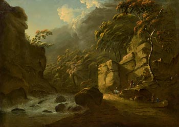 Thomas Walmsley, Travellers in a River Gorge at Morgan O'Driscoll Art Auctions