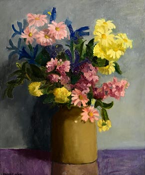Maurice Canning Wilks, Still Life, Flowers in a Stoneware Jug at Morgan O'Driscoll Art Auctions