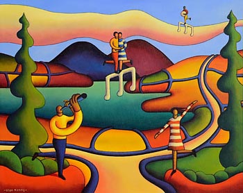 Alan Kenny, Soft Landscape with Musicians and Figures (2020) at Morgan O'Driscoll Art Auctions