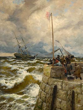 Thomas Rose Miles, In Stormy Weather, Douglas, Isle of Man at Morgan O'Driscoll Art Auctions