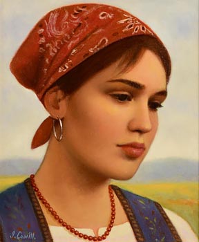 James Cahill, Girl with Red Scarf at Morgan O'Driscoll Art Auctions