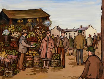 Gladys MacCabe, Green Grocer's Stall, Market Day at Morgan O'Driscoll Art Auctions
