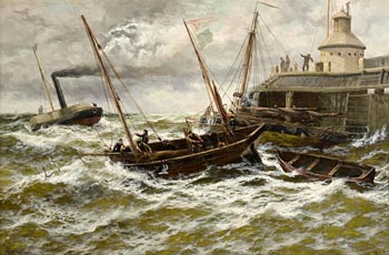 Thomas Rose Miles, Towing Out Against Wind and Tide, Yarmouth Haven at Morgan O'Driscoll Art Auctions