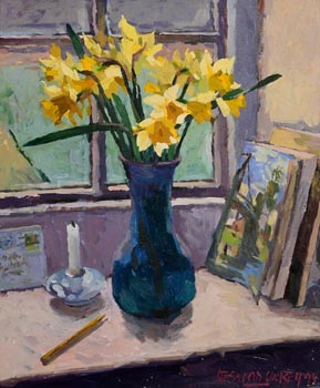 Desmond Hickey, Daffodils with Candle (1994) at Morgan O'Driscoll Art Auctions