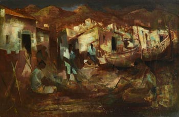 George F. Campbell, Fishermen at Malaga (c.1966) at Morgan O'Driscoll Art Auctions