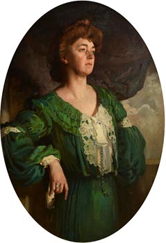 Sir William Orpen, Portrait of Mary - Lady Gerard in a Green Dress (1904) at Morgan O'Driscoll Art Auctions
