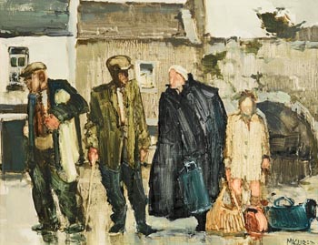Cecil Maguire, Waiting for the Bus near Spanish Arch, Galway (1970) at Morgan O'Driscoll Art Auctions