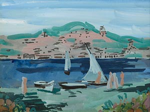 Mainie Jellett, Coastal View with Figures and Boats at Morgan O'Driscoll Art Auctions