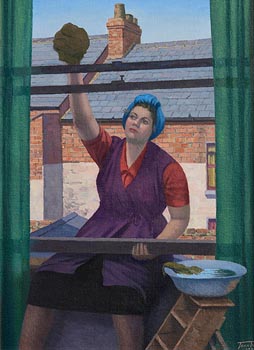 John Turner, Woman Cleaning Windows (1985) at Morgan O'Driscoll Art Auctions