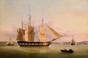 George Mounsey Wheatley Atkinson, Merchant Frigate Moored in Cork Harbour c1845 at Morgan O'Driscoll Art Auctions