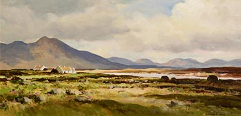 Maurice Canning Wilks, Cottages and Peat Stacks, Connemara at Morgan O'Driscoll Art Auctions