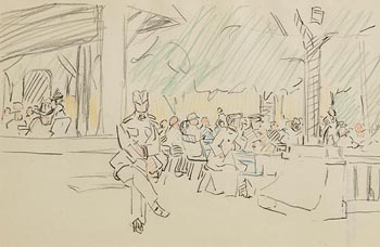 Mary Swanzy, Outdoor Cafe Scene, Czechoslovakia at Morgan O'Driscoll Art Auctions