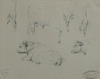 Eugene Joseph Verboeckhoven, Bull Studies (1856) at Morgan O'Driscoll Art Auctions