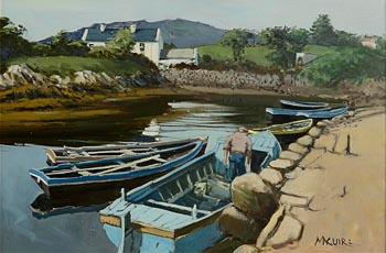 Cecil Maguire, Monastery Harbour, Roundstone at Morgan O'Driscoll Art Auctions